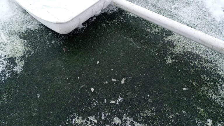 Ice layer on top of green